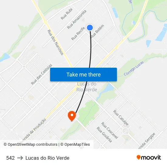 542 to Lucas do Rio Verde map