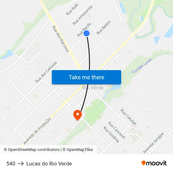 540 to Lucas do Rio Verde map