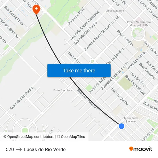 520 to Lucas do Rio Verde map