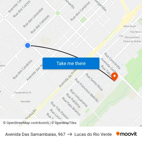 Avenida Das Samambaias, 967 to Lucas do Rio Verde map