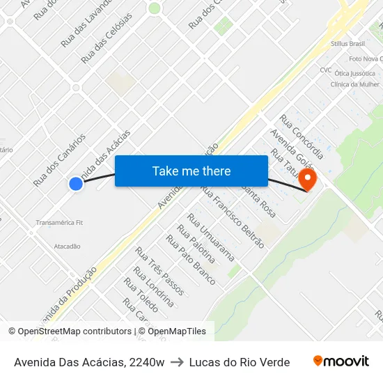 Avenida Das Acácias, 2240w to Lucas do Rio Verde map