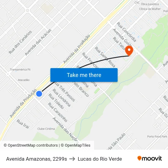 Avenida Amazonas, 2299s to Lucas do Rio Verde map