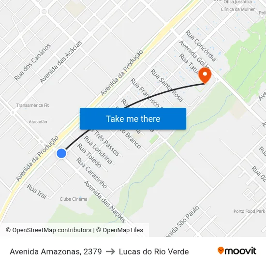 Avenida Amazonas, 2379 to Lucas do Rio Verde map