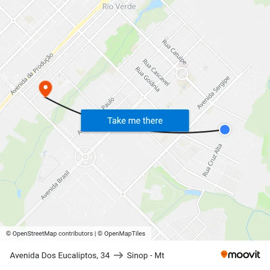 Avenida Dos Eucaliptos, 34 to Sinop - Mt map