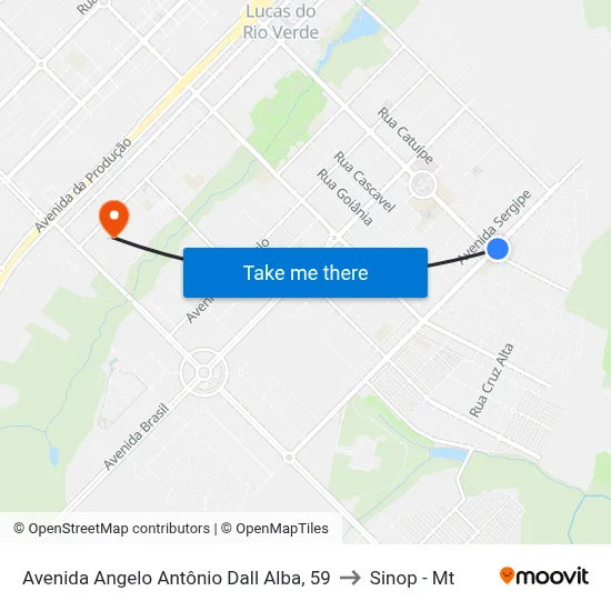 Avenida Angelo Antônio Dall Alba, 59 to Sinop - Mt map