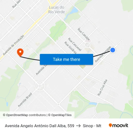 Avenida Angelo Antônio Dall Alba, 559 to Sinop - Mt map