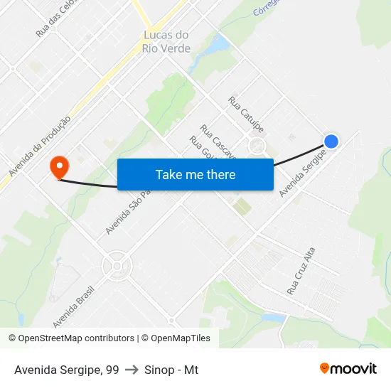 Avenida Sergipe, 99 to Sinop - Mt map