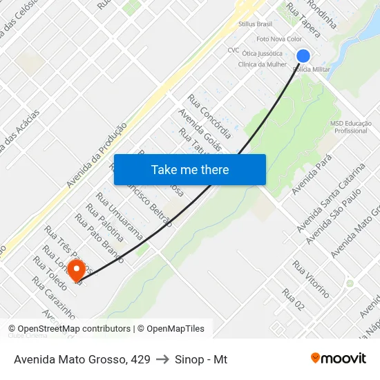 Avenida Mato Grosso, 429 to Sinop - Mt map