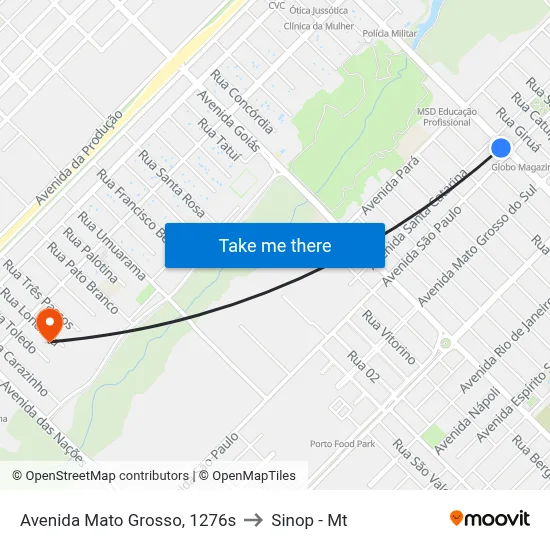 Avenida Mato Grosso, 1276s to Sinop - Mt map