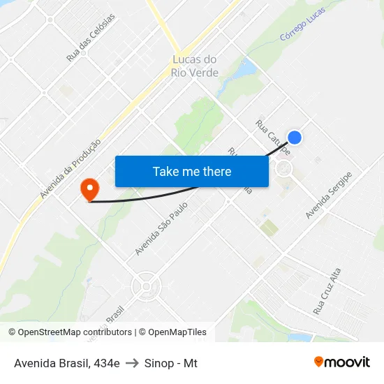 Avenida Brasil, 434e to Sinop - Mt map