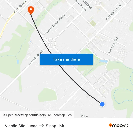 Viação São Lucas to Sinop - Mt map