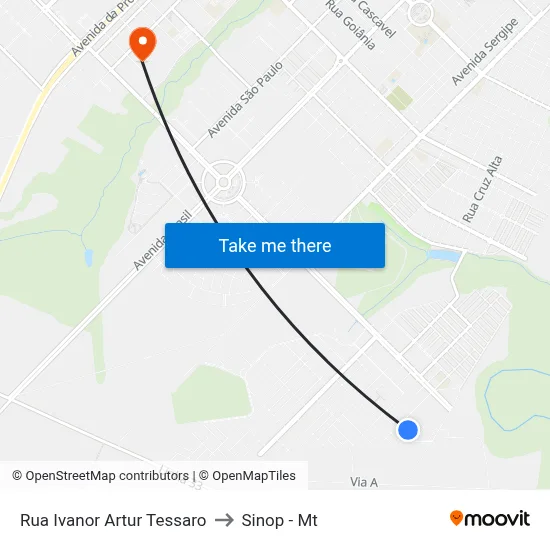Rua Ivanor Artur Tessaro to Sinop - Mt map