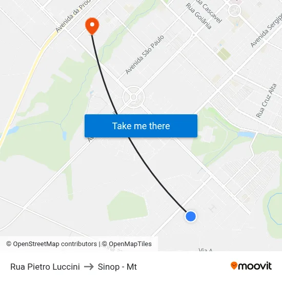 Rua Pietro Luccini to Sinop - Mt map
