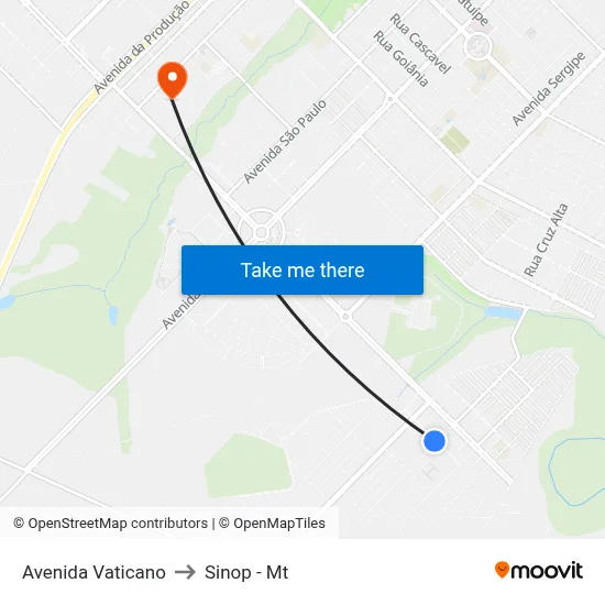 Avenida Vaticano to Sinop - Mt map