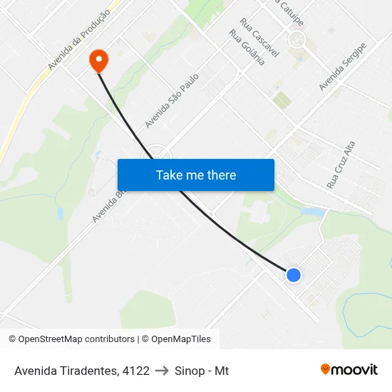 Avenida Tiradentes, 4122 to Sinop - Mt map
