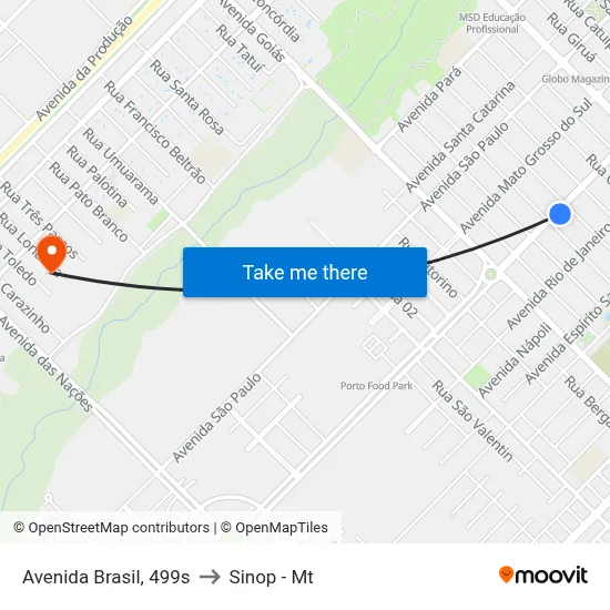 Avenida Brasil, 499s to Sinop - Mt map