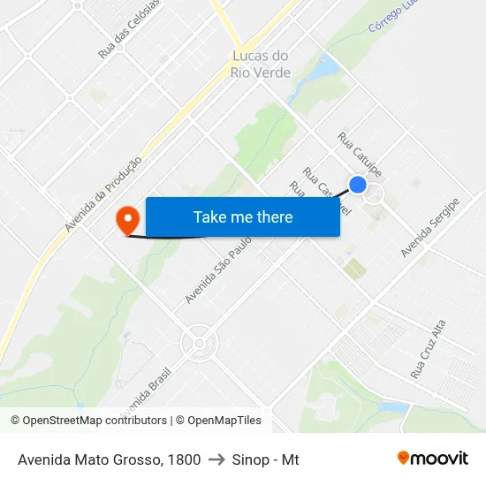 Avenida Mato Grosso, 1800 to Sinop - Mt map