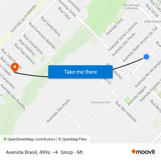 Avenida Brasil, 499s to Sinop - Mt map