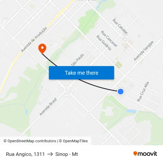 Rua Angico, 1311 to Sinop - Mt map