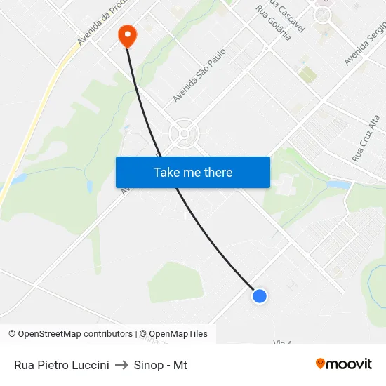 Rua Pietro Luccini to Sinop - Mt map
