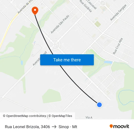 Rua Leonel Brizola, 3406 to Sinop - Mt map