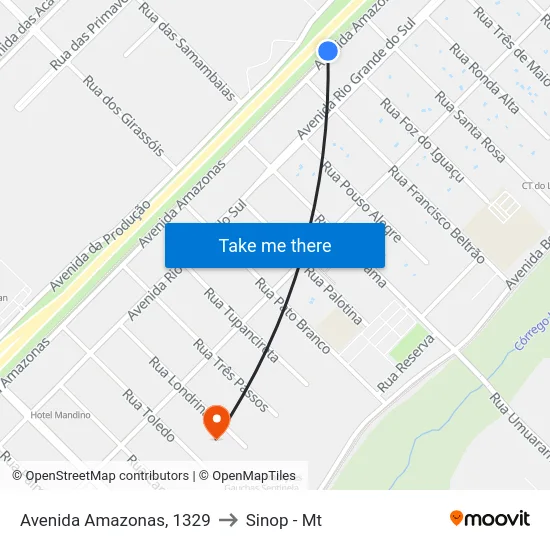 Avenida Amazonas, 1329 to Sinop - Mt map