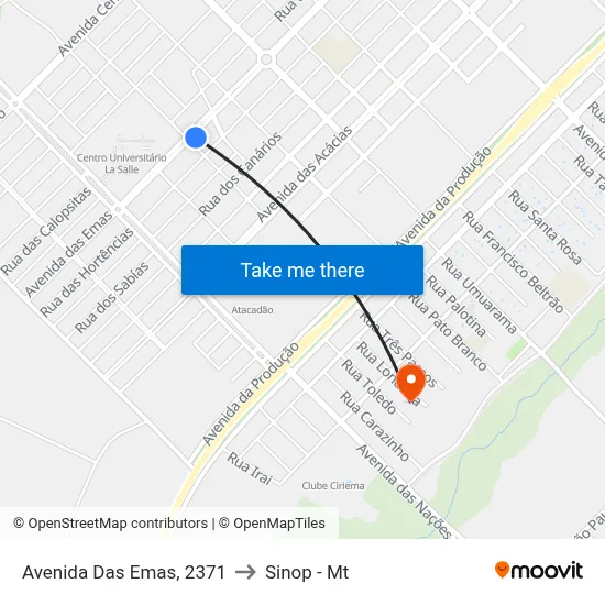 Avenida Das Emas, 2371 to Sinop - Mt map