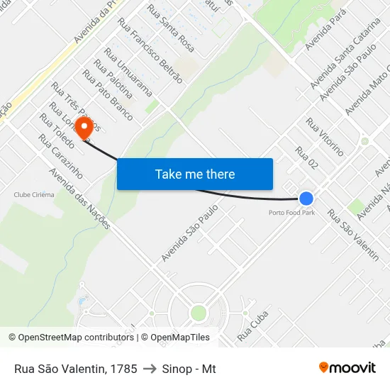 Rua São Valentin, 1785 to Sinop - Mt map