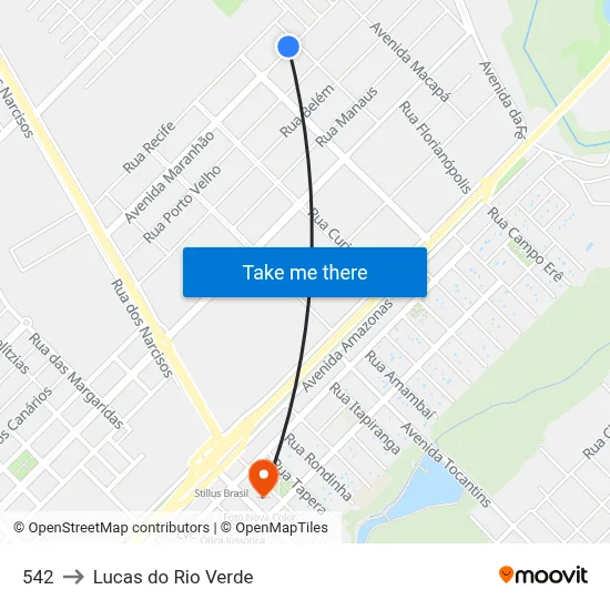 542 to Lucas do Rio Verde map