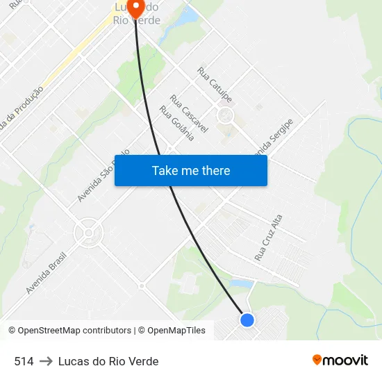 514 to Lucas do Rio Verde map