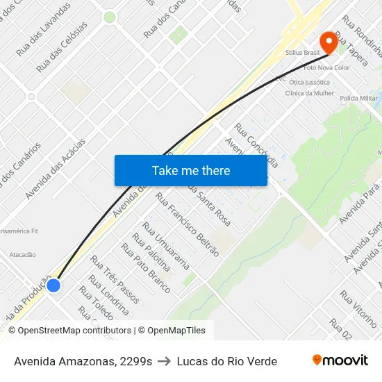 Avenida Amazonas, 2299s to Lucas do Rio Verde map