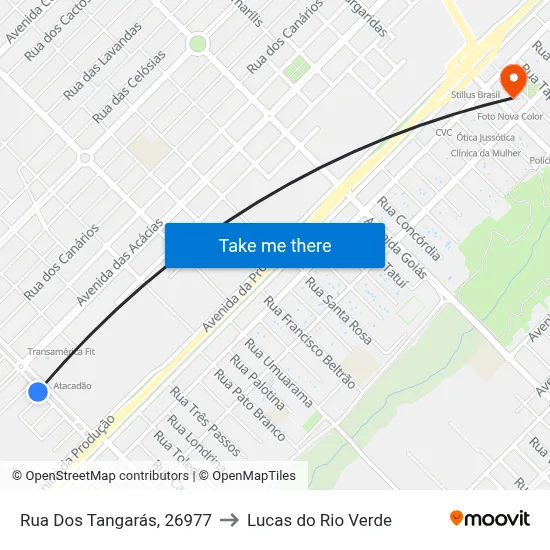 Rua Dos Tangarás, 26977 to Lucas do Rio Verde map