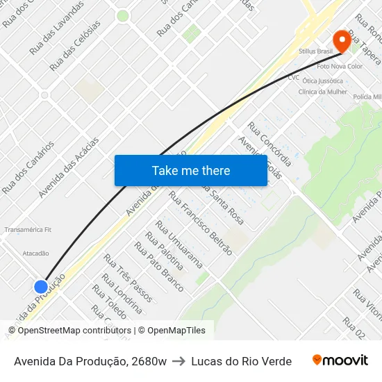 Avenida Da Produção, 2680w to Lucas do Rio Verde map