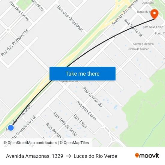 Avenida Amazonas, 1329 to Lucas do Rio Verde map