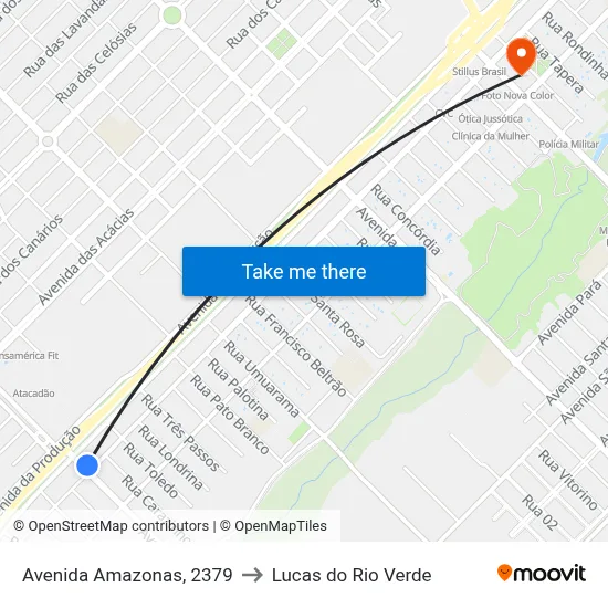 Avenida Amazonas, 2379 to Lucas do Rio Verde map