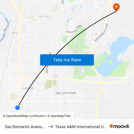 San Bernardo Avenue, 1502 to Texas A&M International University map