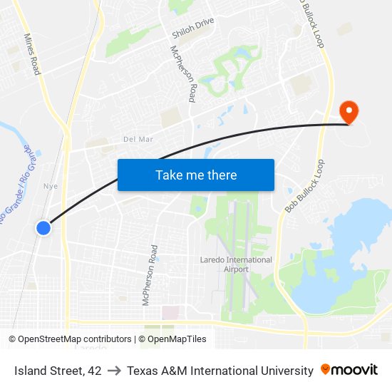 Island Street, 42 to Texas A&M International University map