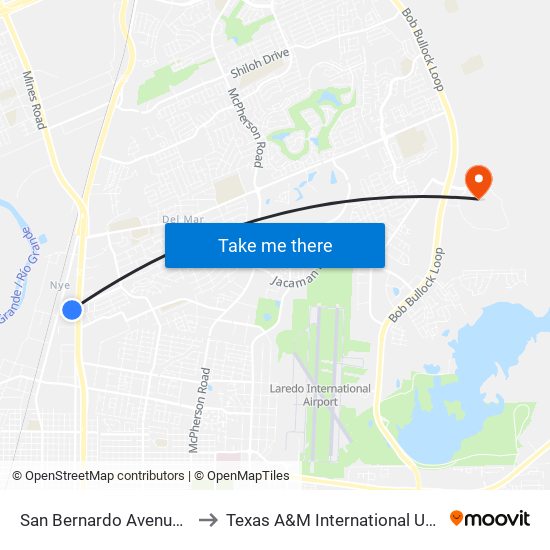 San Bernardo Avenue, 5914 to Texas A&M International University map