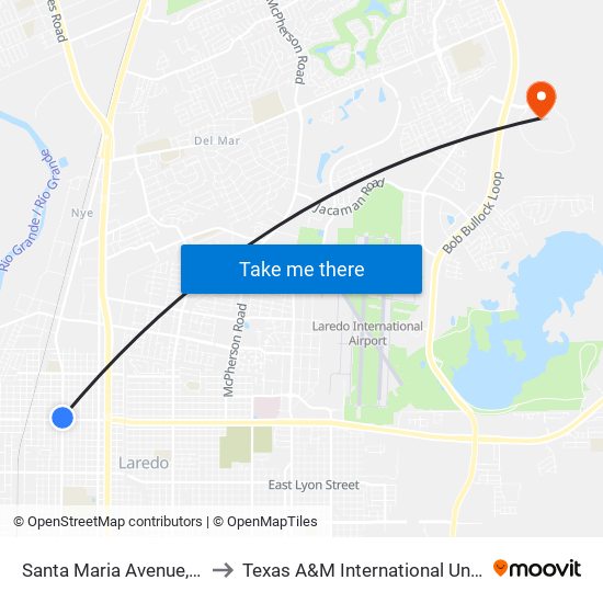 Santa Maria Avenue, 3513 to Texas A&M International University map