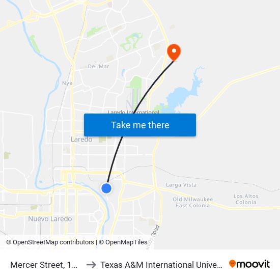 Mercer Street, 1507 to Texas A&M International University map