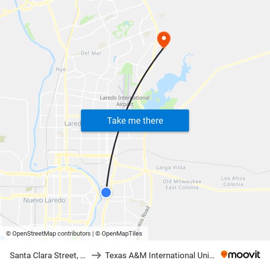 Santa Clara Street, 2002 to Texas A&M International University map