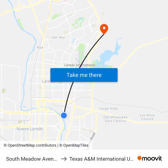 South Meadow Avenue, 611 to Texas A&M International University map