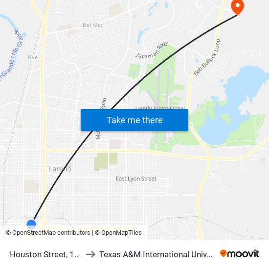 Houston Street, 1200 to Texas A&M International University map