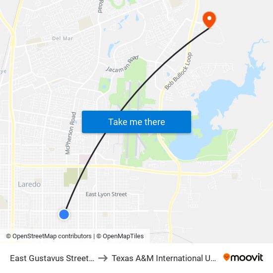 East Gustavus Street, 1102 to Texas A&M International University map