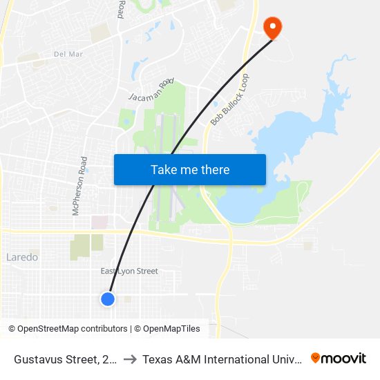 Gustavus Street, 2001 to Texas A&M International University map