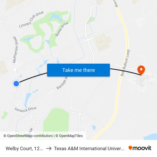 Welby Court, 1205 to Texas A&M International University map