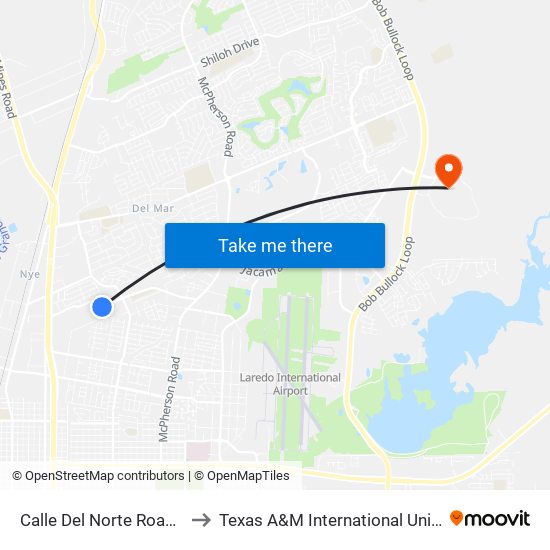 Calle Del Norte Road, 113 to Texas A&M International University map