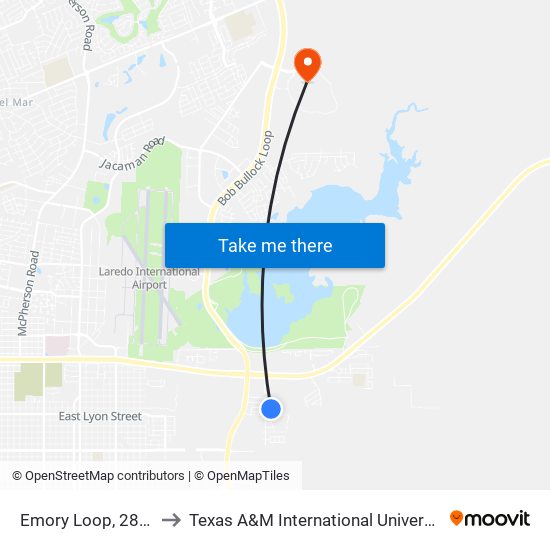 Emory Loop, 2859 to Texas A&M International University map