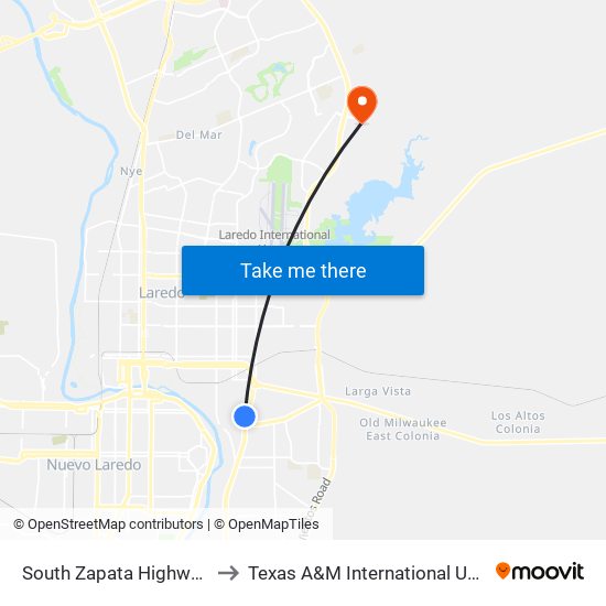 South Zapata Highway, 602 to Texas A&M International University map