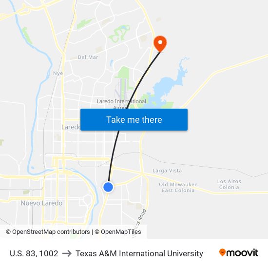 U.S. 83, 1002 to Texas A&M International University map